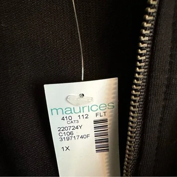 Maurices 24/7 Zip Up Front Sleeveless  Black Pockets Lagenlook Soft Dress Sz 1X - Picture 7 of 13